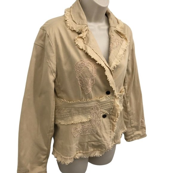 Bisou Bisou Michele Bohbot Women's Beige Long Sleeves Embellished Jacket Size 12 - Picture 4 of 8